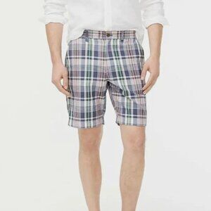 J. CREW Madras Blue Plaid Chino Shorts NWT Size 29
